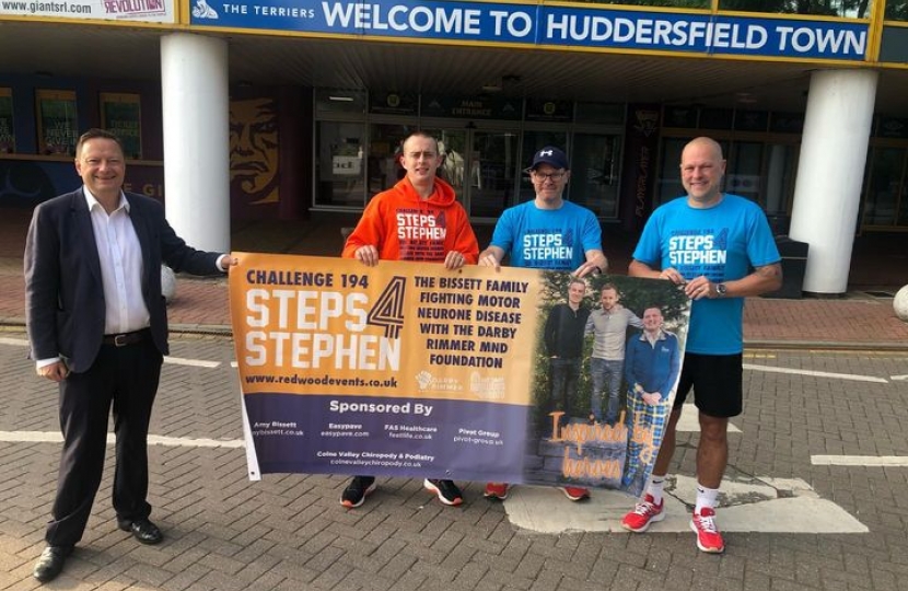 Good luck to Andy, Scott & Harry Bissett who set off from the John Smith’s Stadium this morning to walk 194km for the Darby Rimmer Motor Neurone Disease Foundation.