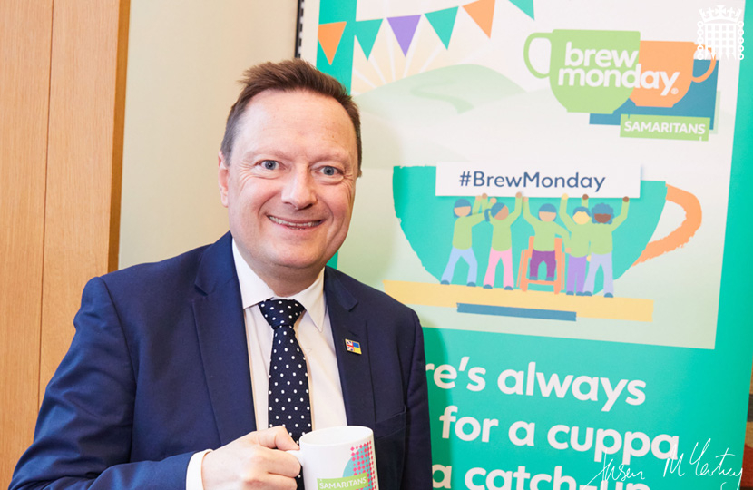 Jason McCartney MP has a cuppa for Brew Monday