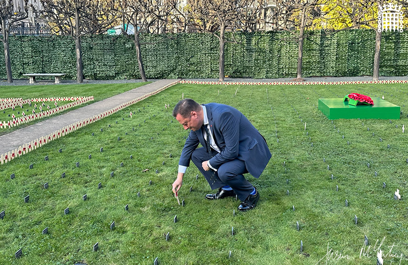Jason McCartney MP plants a cross in the UK Parliament Constituency Garden of Remembrance