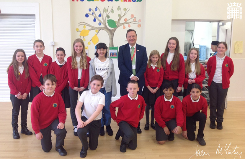 Jason McCartney MP visits Moorlands Primary to hear about their charity fundraising