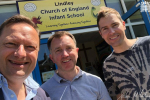 Jason McCartney MP attends Lindley Infant School Summer Craft Fair with Cllr Adam Gregg and David Heathcote